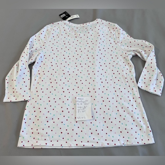 KIM ROGERS-PERFECTLY SOFT 100% Cotton Knit Top White w/Hearts/Polka Dots M New - Picture 10 of 10